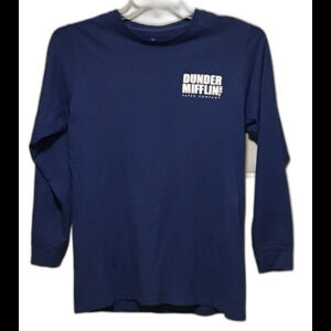 The Office Dunder Mifflin Paper Company Long Sleeve T-Shirt Navy Blue Men's M
